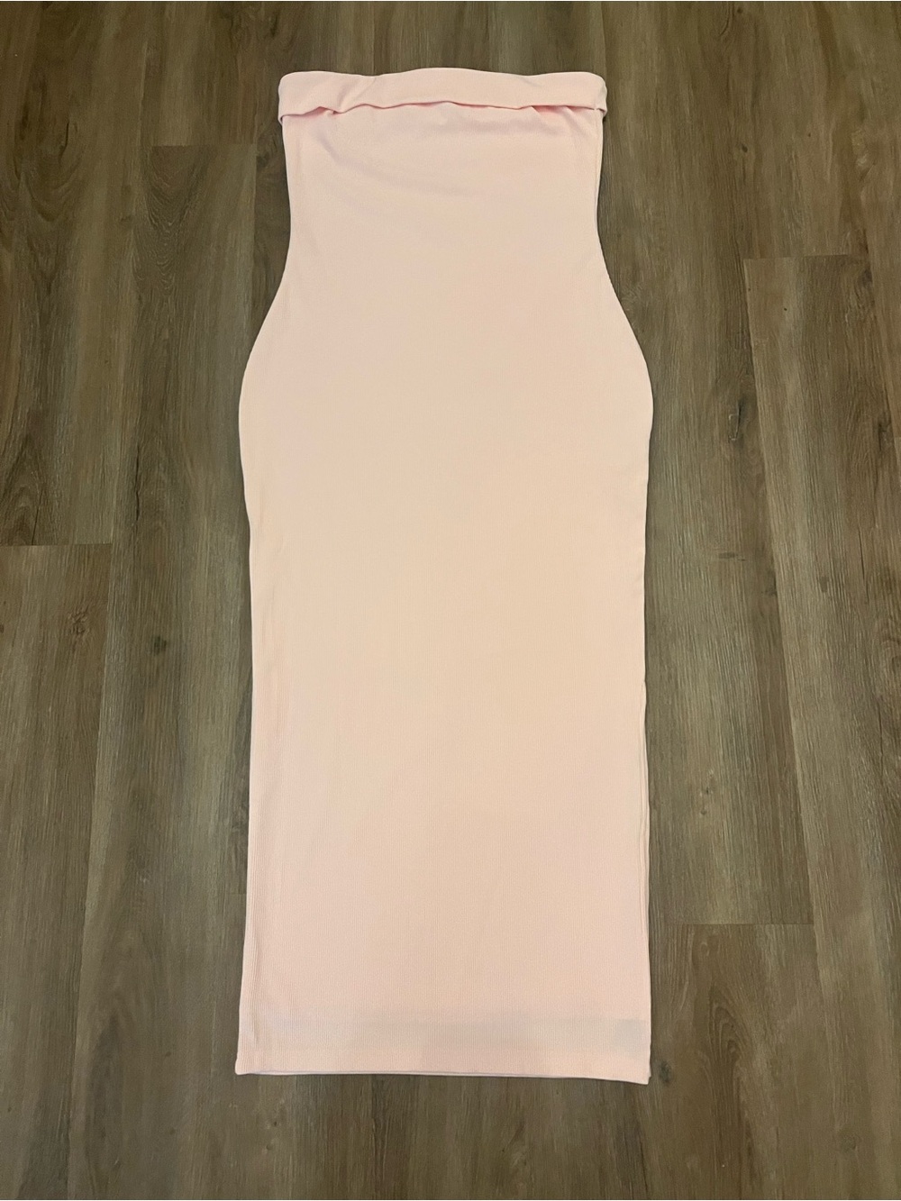 Strapless Pink Bodycon Midi Dress